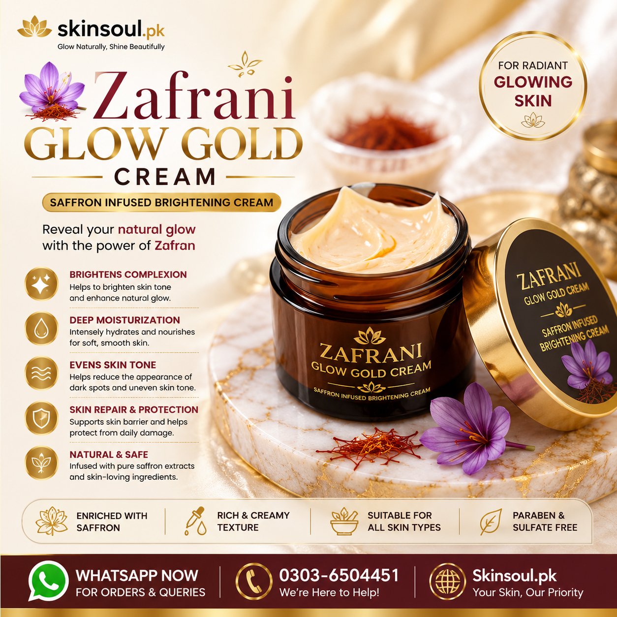 Zafrani Glow Gold Cream Price In Pakistan