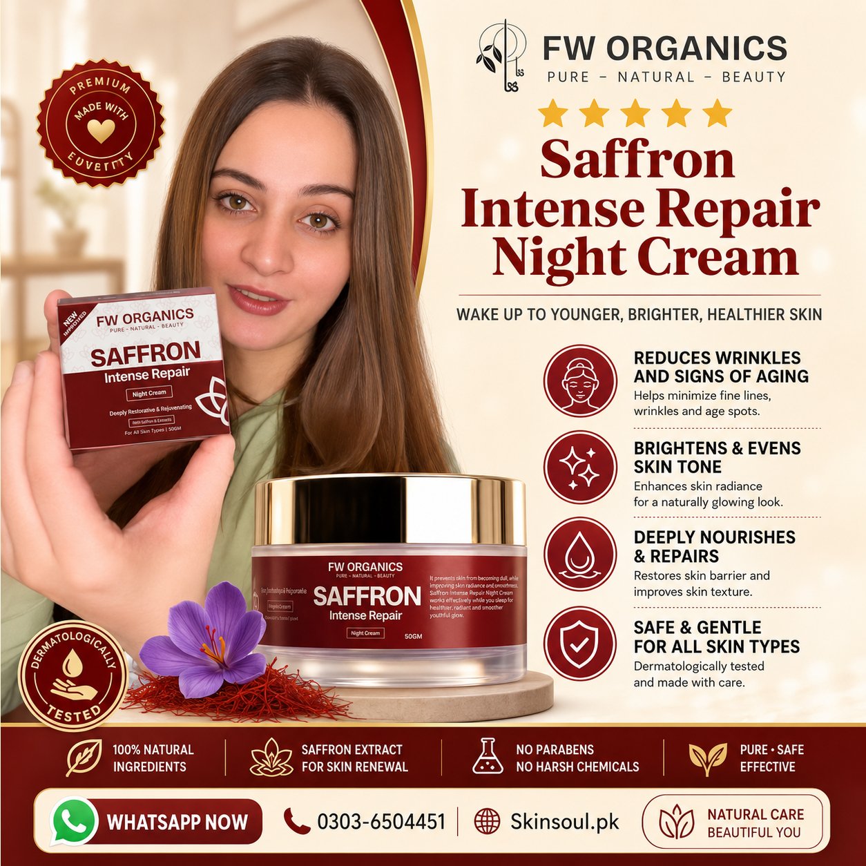 FW Organics Saffron Intense Repair Night Cream in Pakistan