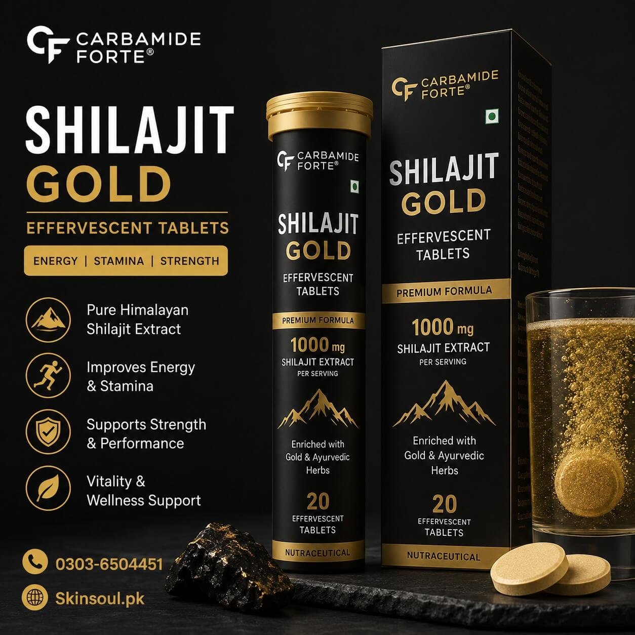 Carbamide Forte Shilajit/Shilajeet Gold Effervescent Tablets In Pakistan