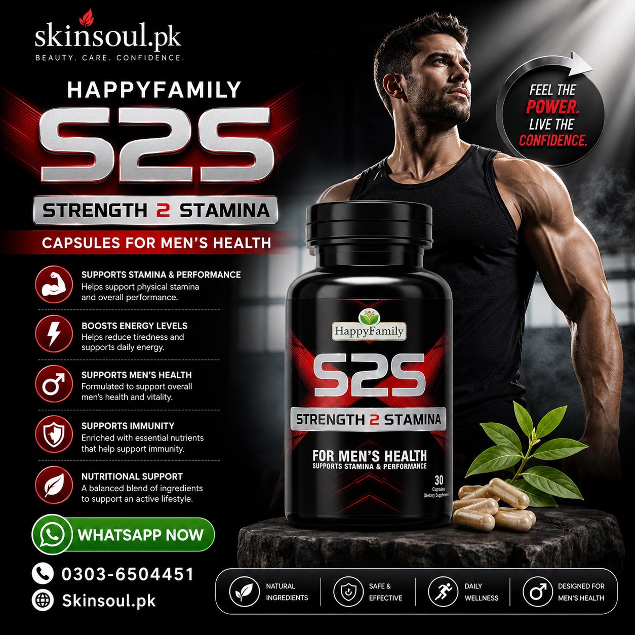 HappyFamily S2S Strength 2 Stamina Capsules for Men's Health – 30 Capsules