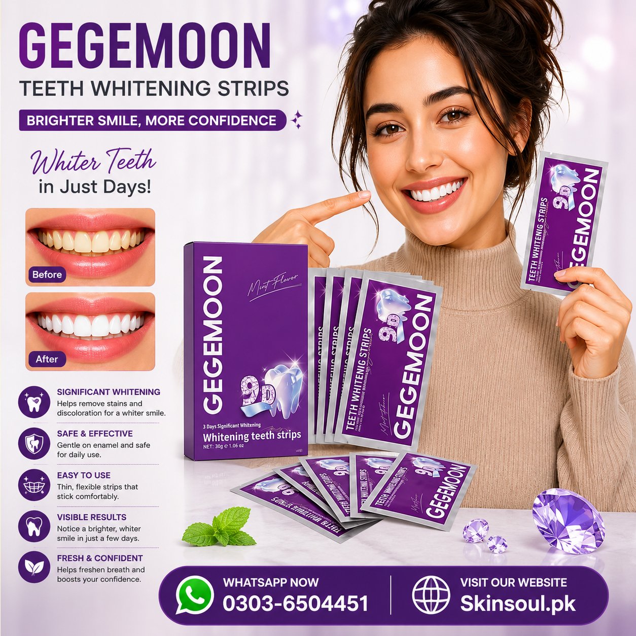 GEGEMOON 9D Whitening Teeth Strips Price in Pakistan