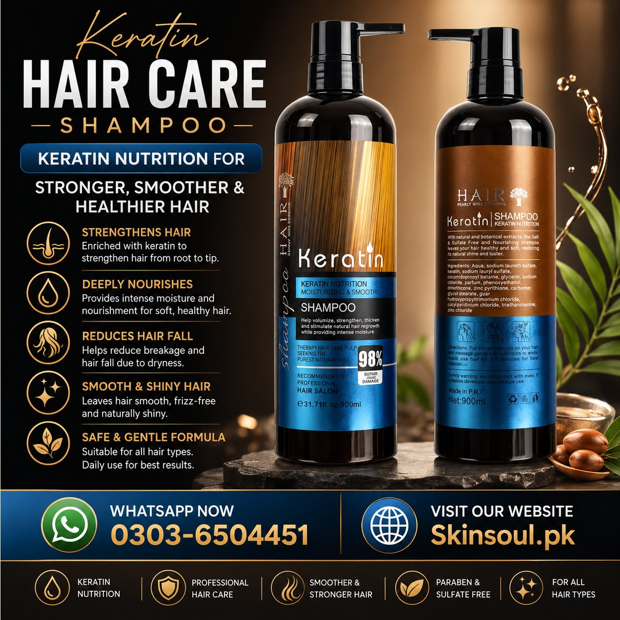 Silky Hair Keratin Nutrition Shampoo 900ml Price in Pakistan